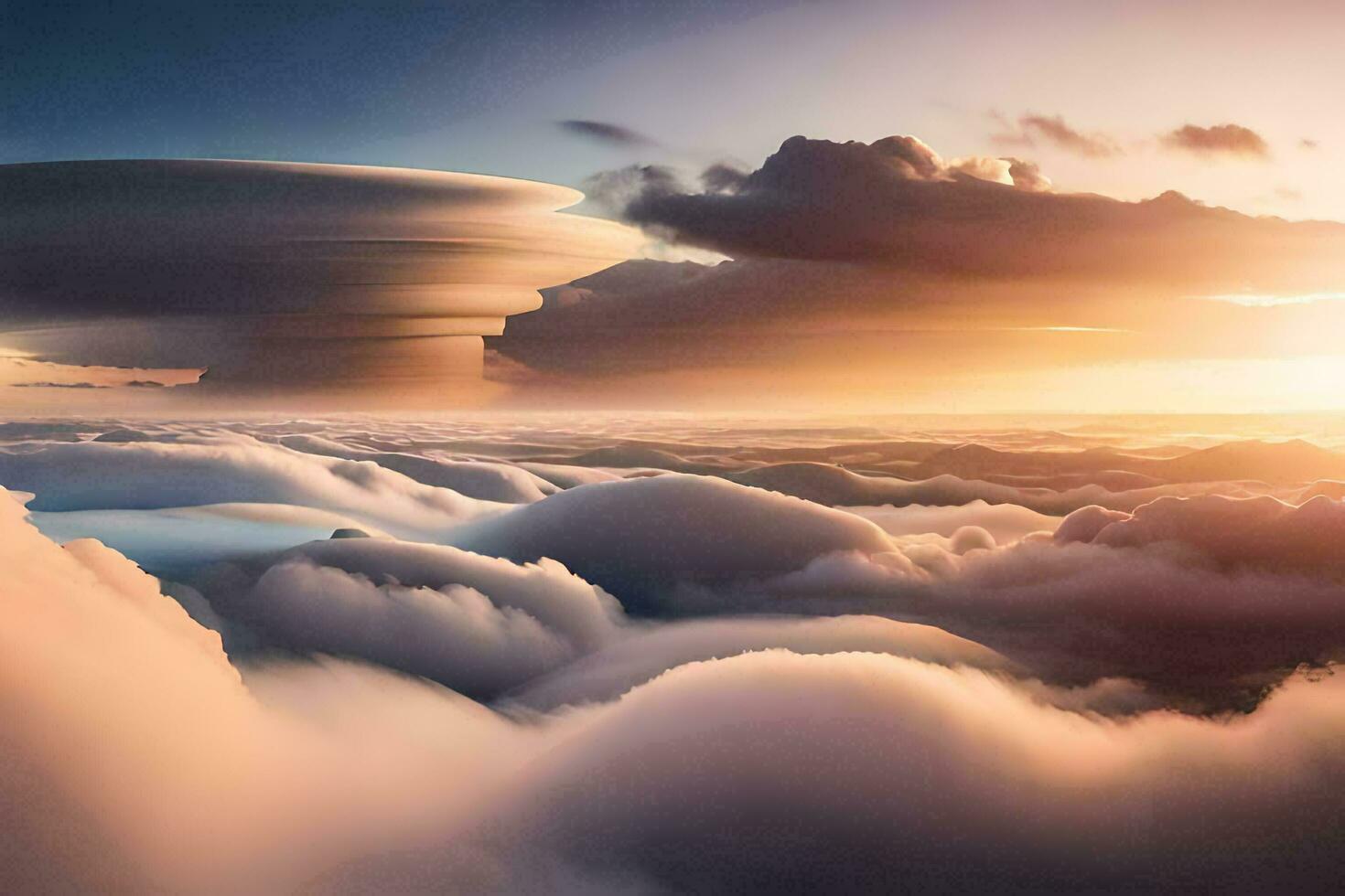 clouds and sun over the ocean. AI-Generated photo