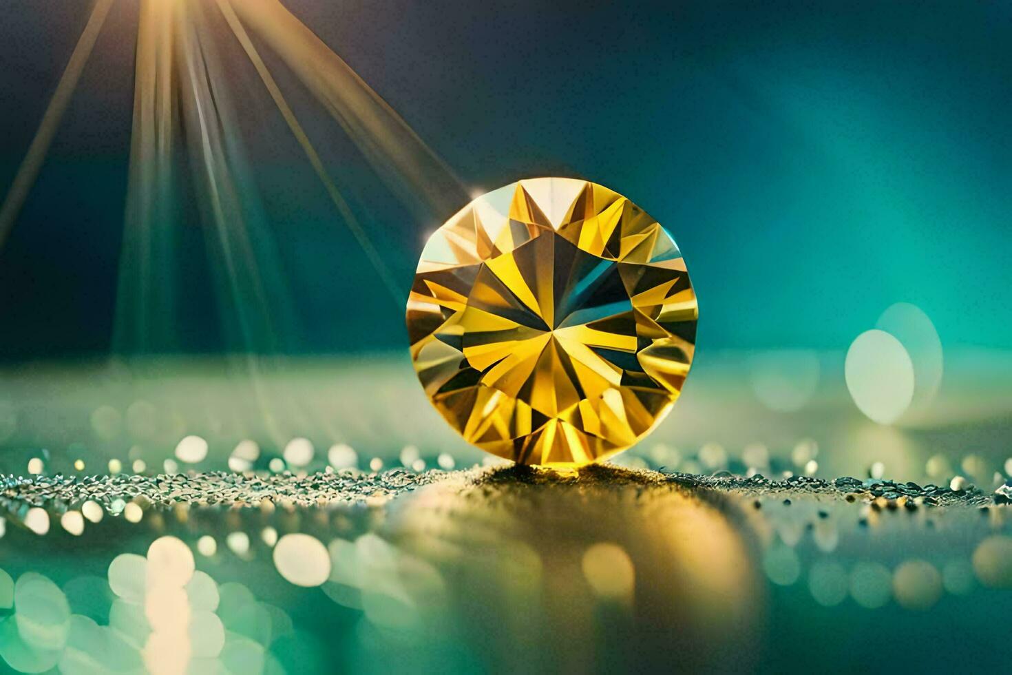 a yellow diamond on a blue background. AI-Generated photo