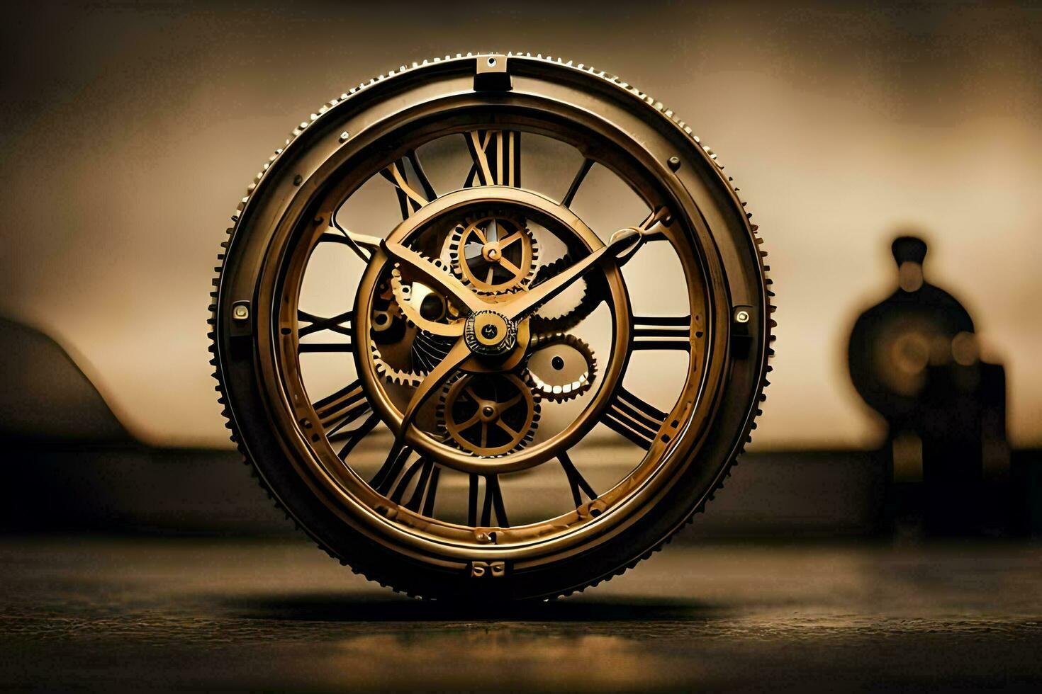 a clock with gears on the face. AI-Generated photo