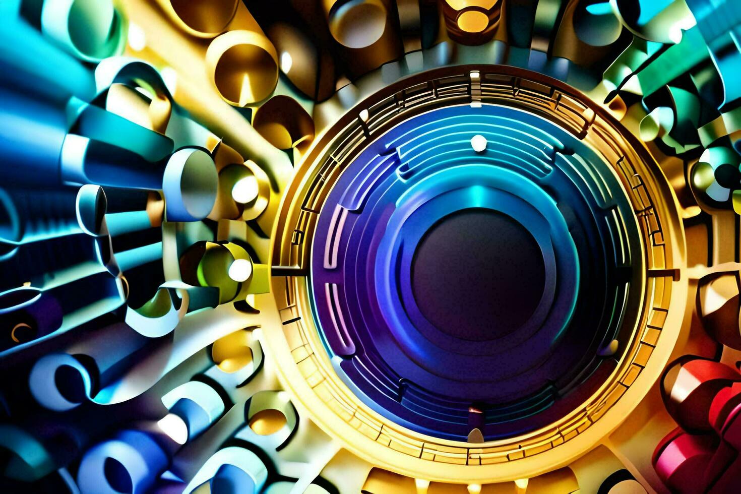 a colorful circular design with many different colored circles. AI-Generated photo