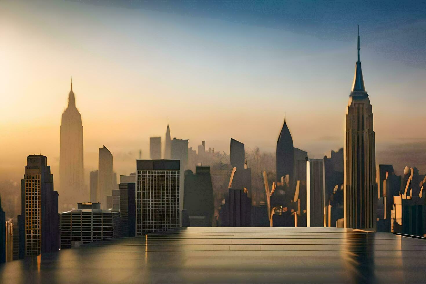 the city skyline at sunset. AI-Generated photo