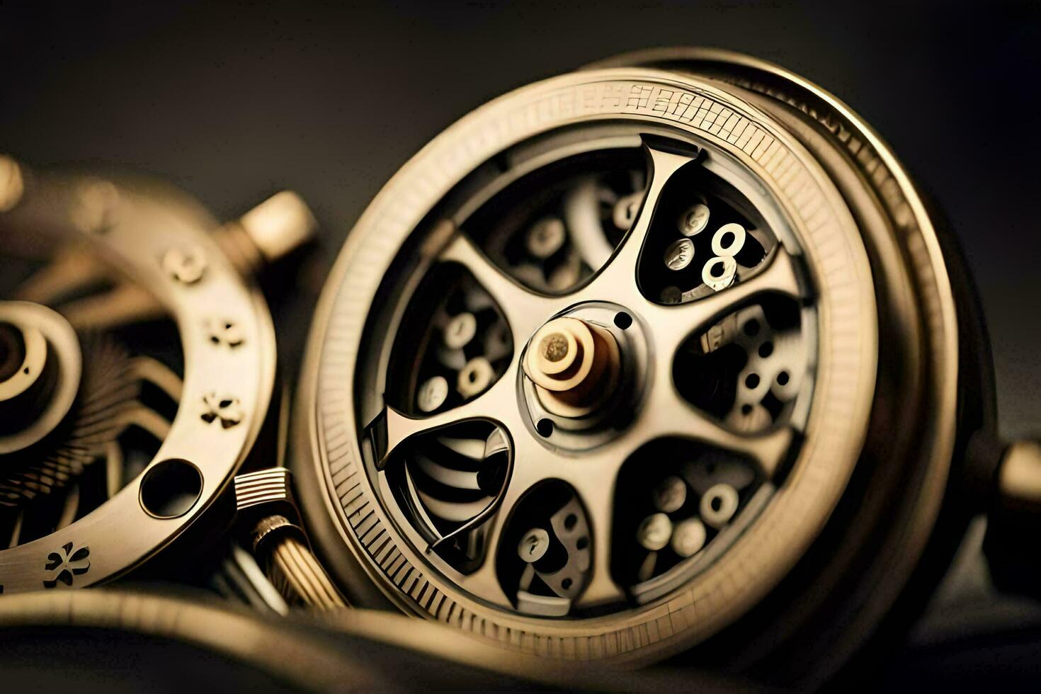 close up of a watch with a gold dial. AI-Generated photo