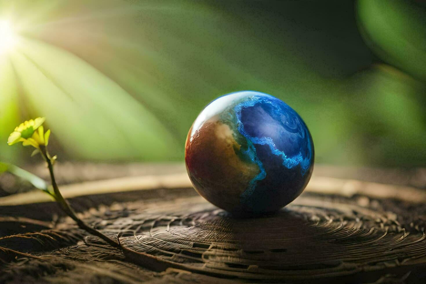 earth on a tree stump. AI-Generated photo