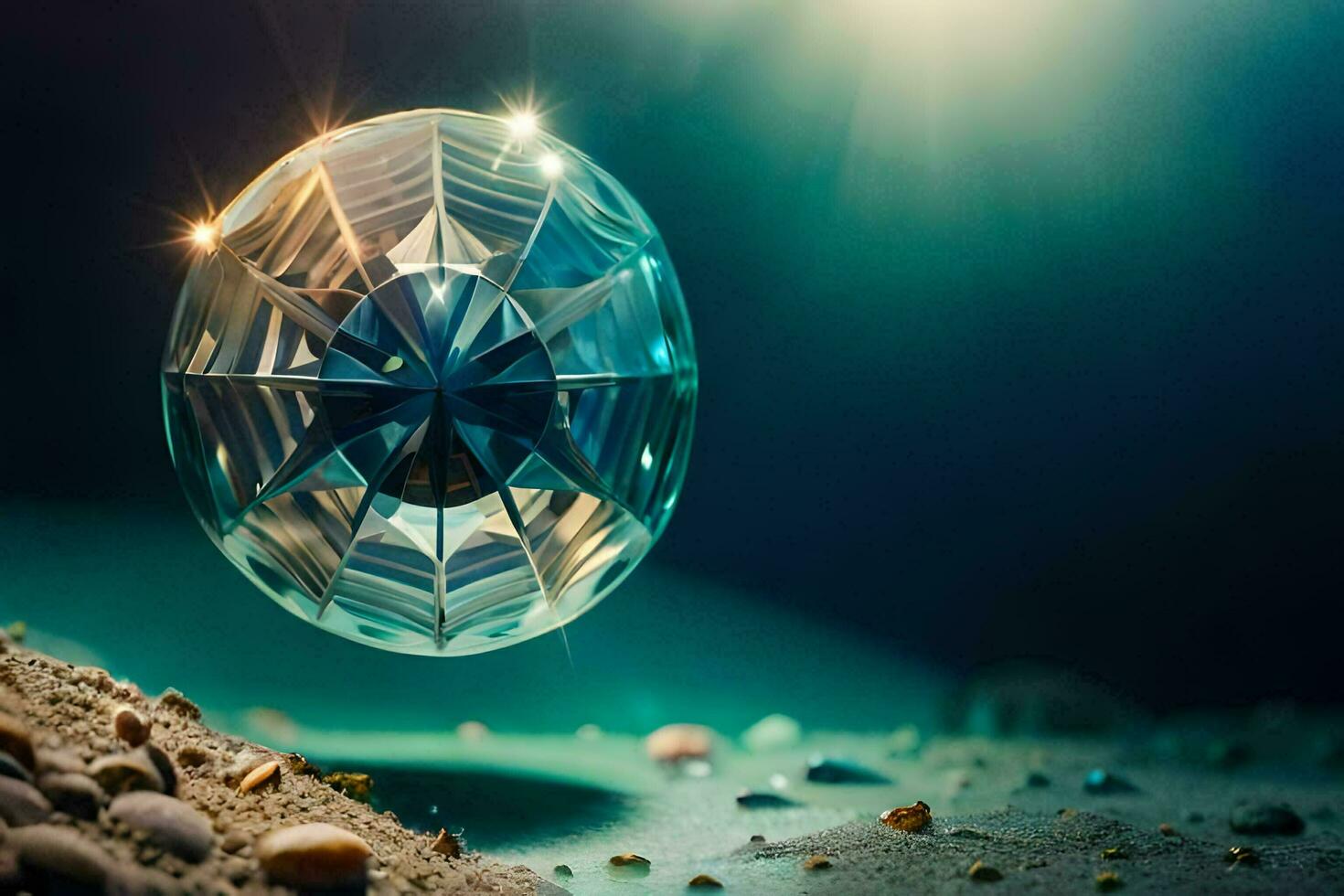 a diamond floating in the ocean. AI-Generated photo
