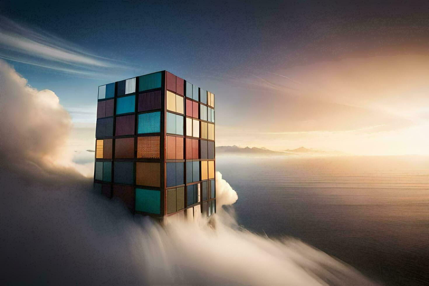 a skyscraper in the clouds. AI-Generated photo