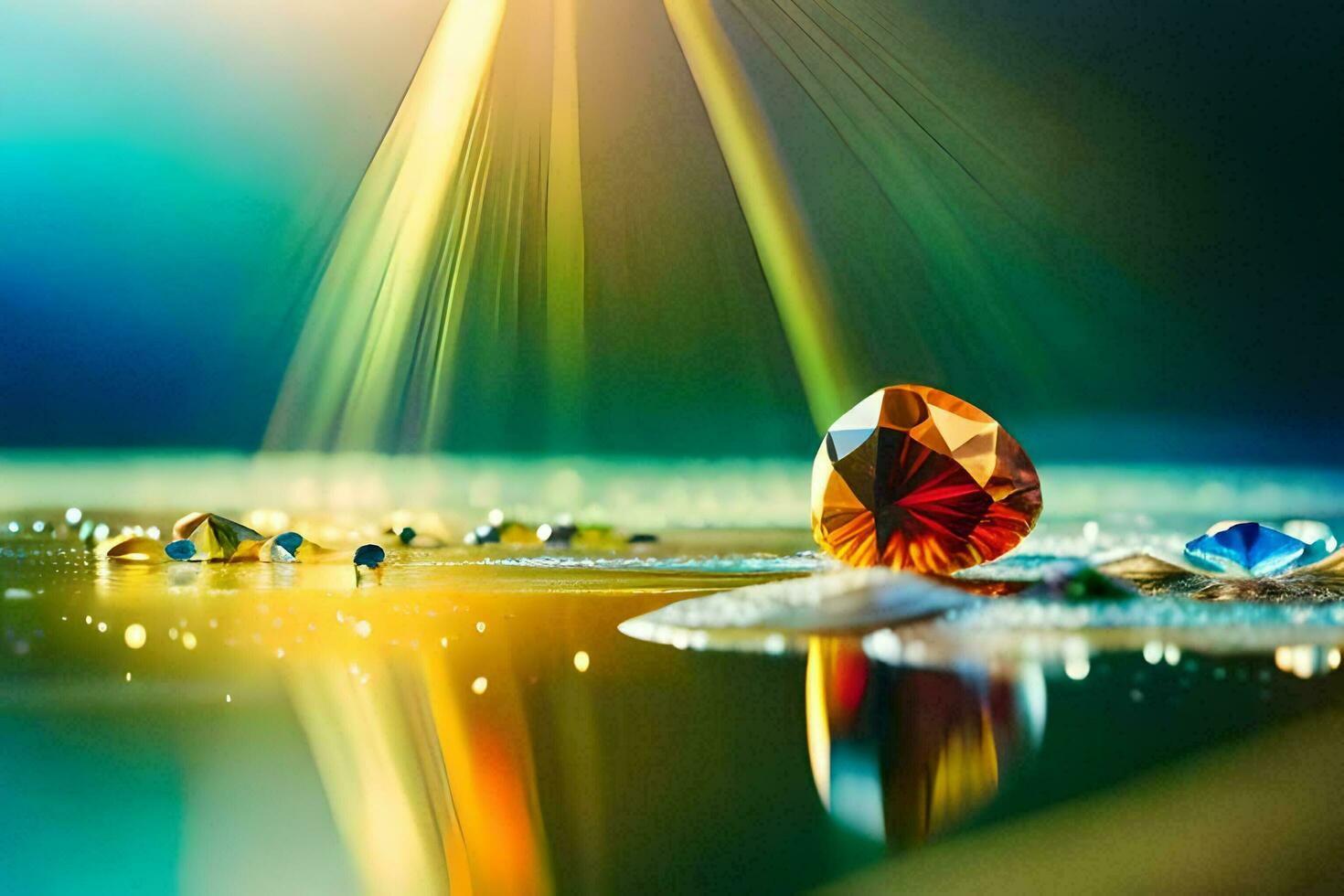 a diamond is reflected in the water. AI-Generated photo