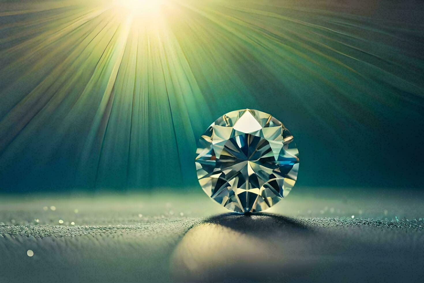 a diamond on a table with sunlight shining through it. AI-Generated photo