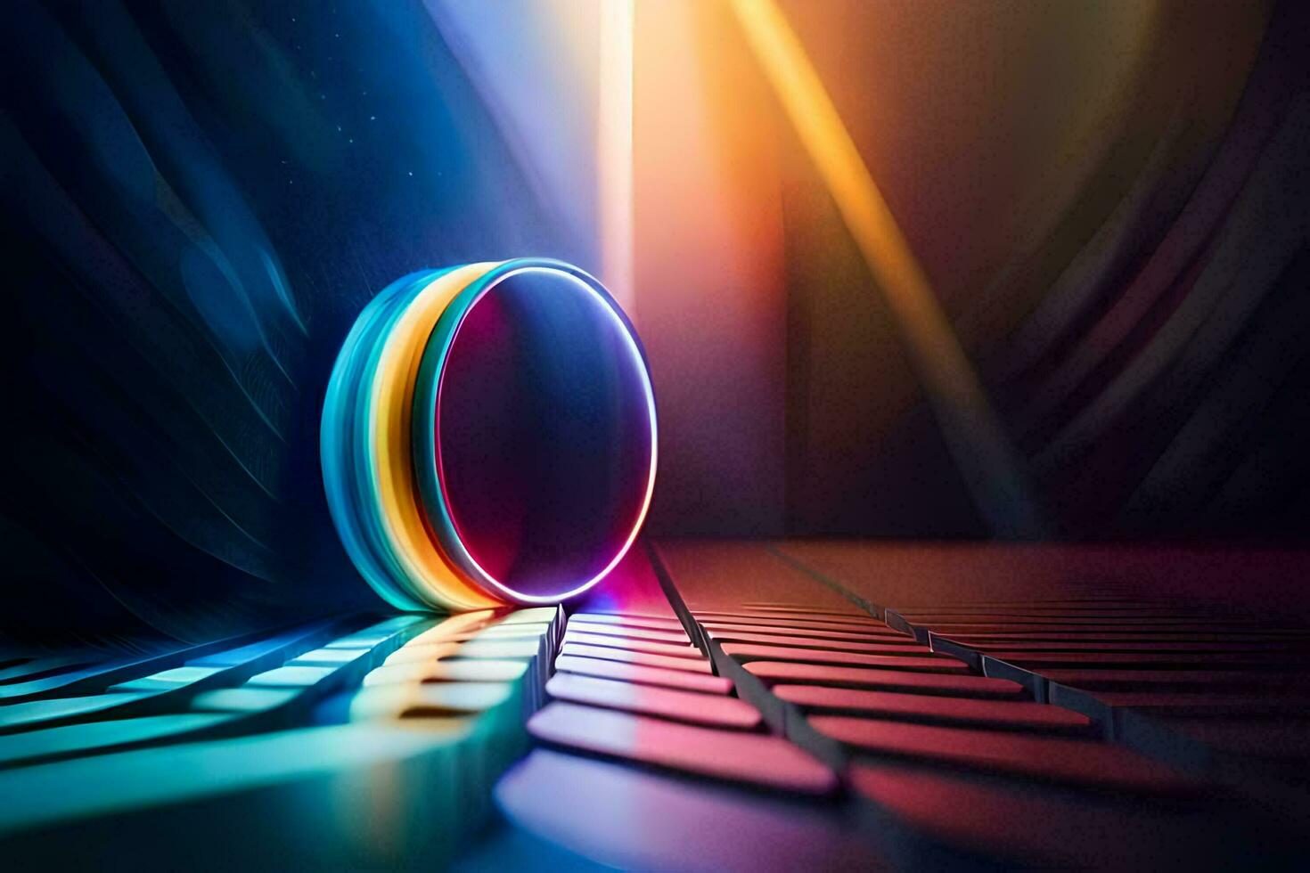 a colorful ring on a keyboard. AI-Generated photo