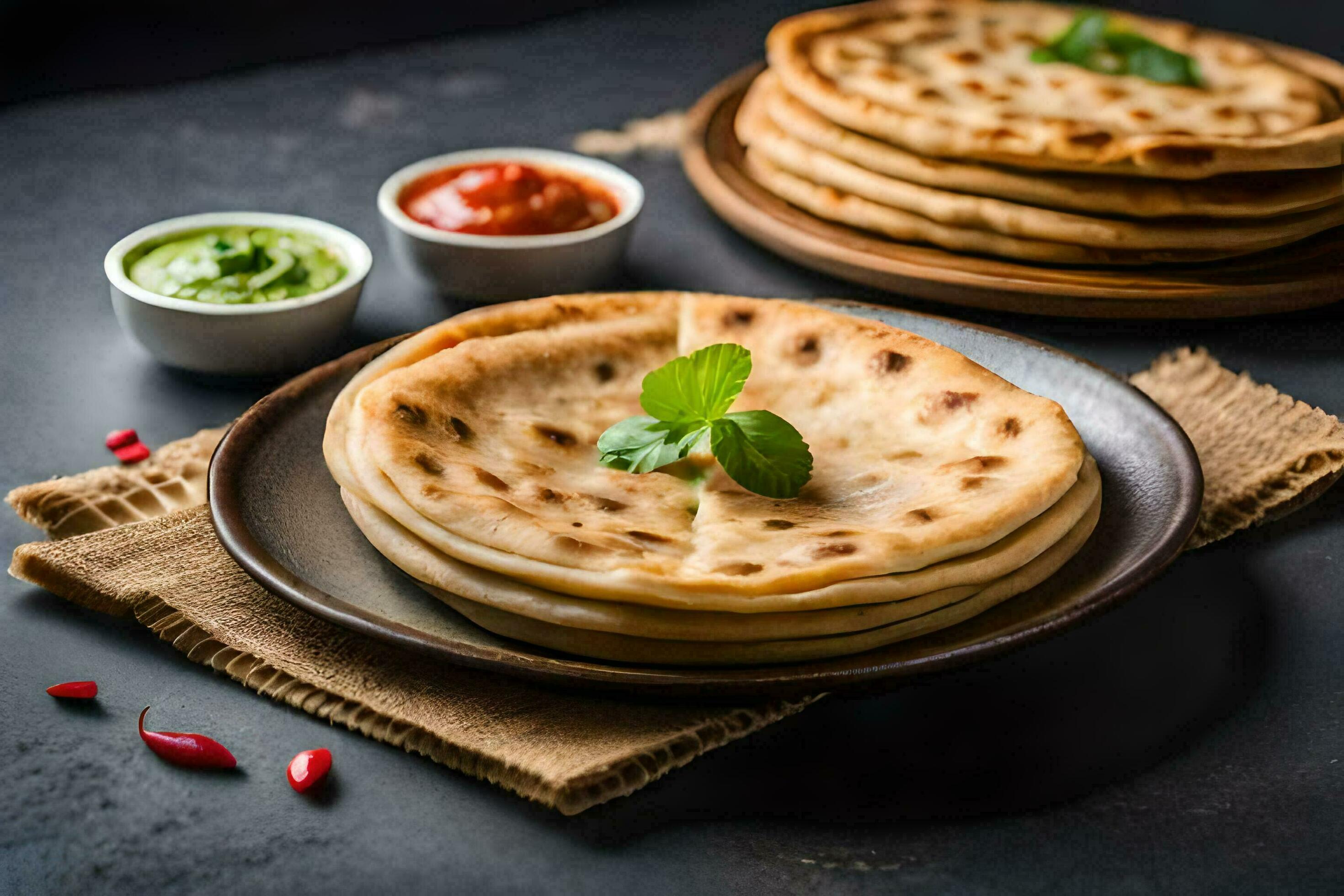 indian flatbreads on a plate. AIGenerated 32251116 Stock Photo at Vecteezy