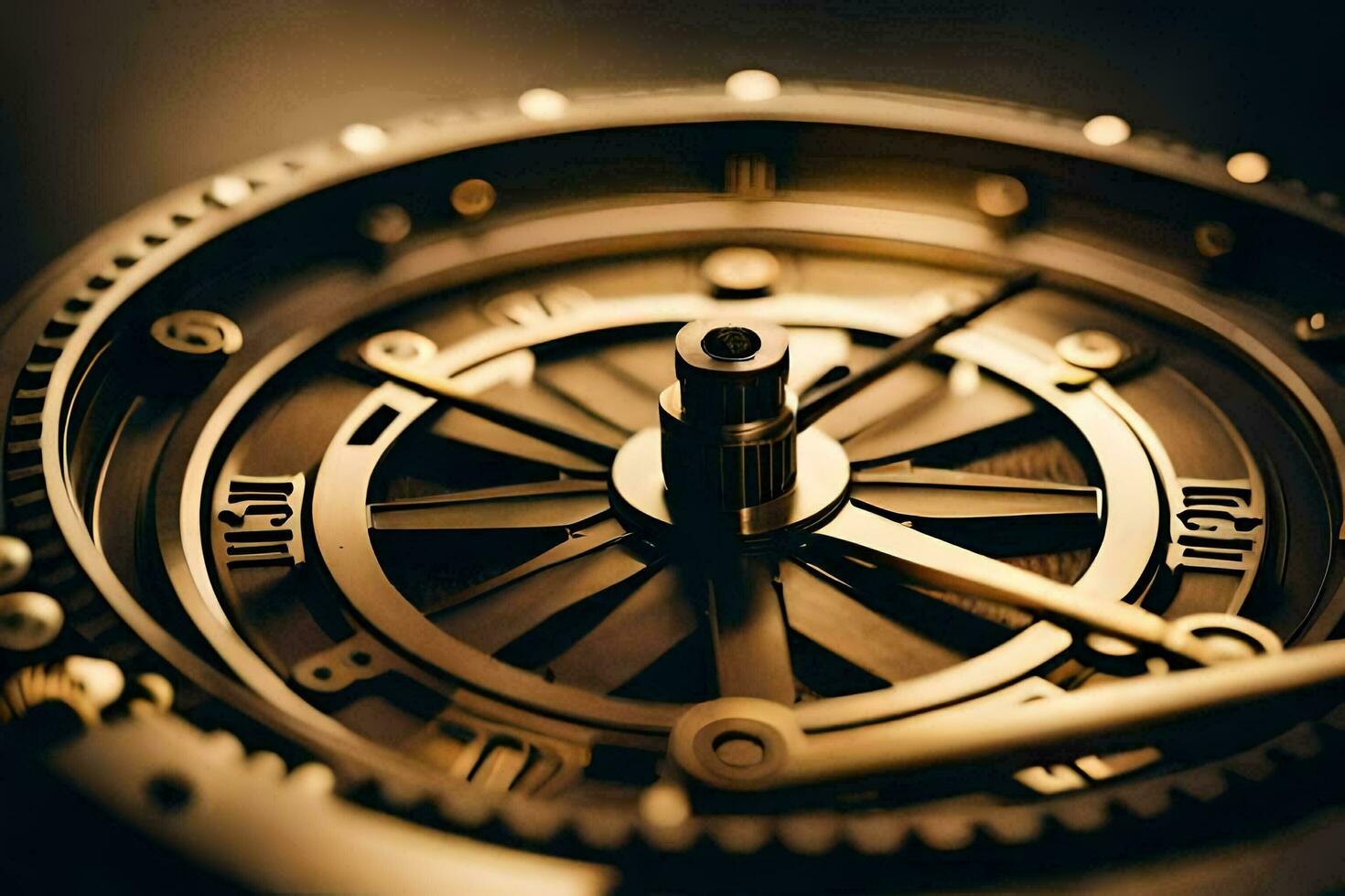 un cerca arriba de un oro reloj con un reloj. generado por ai foto