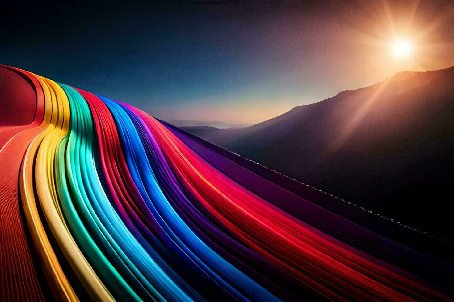 a rainbow colored wave in the sky. AI-Generated photo