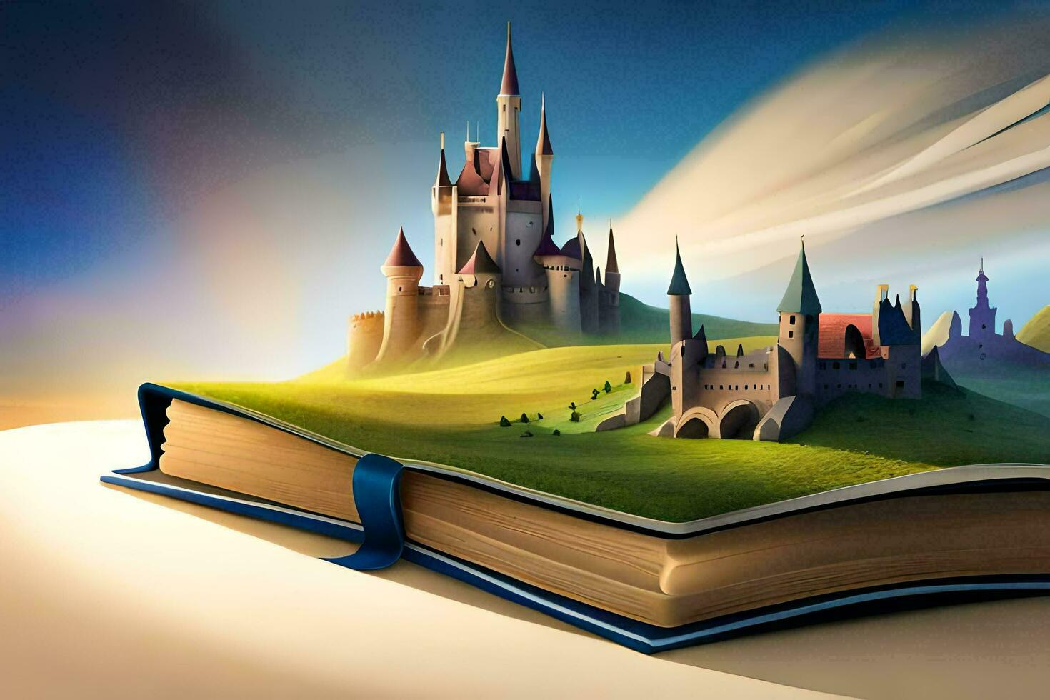 an open book with a castle on top. AI-Generated photo