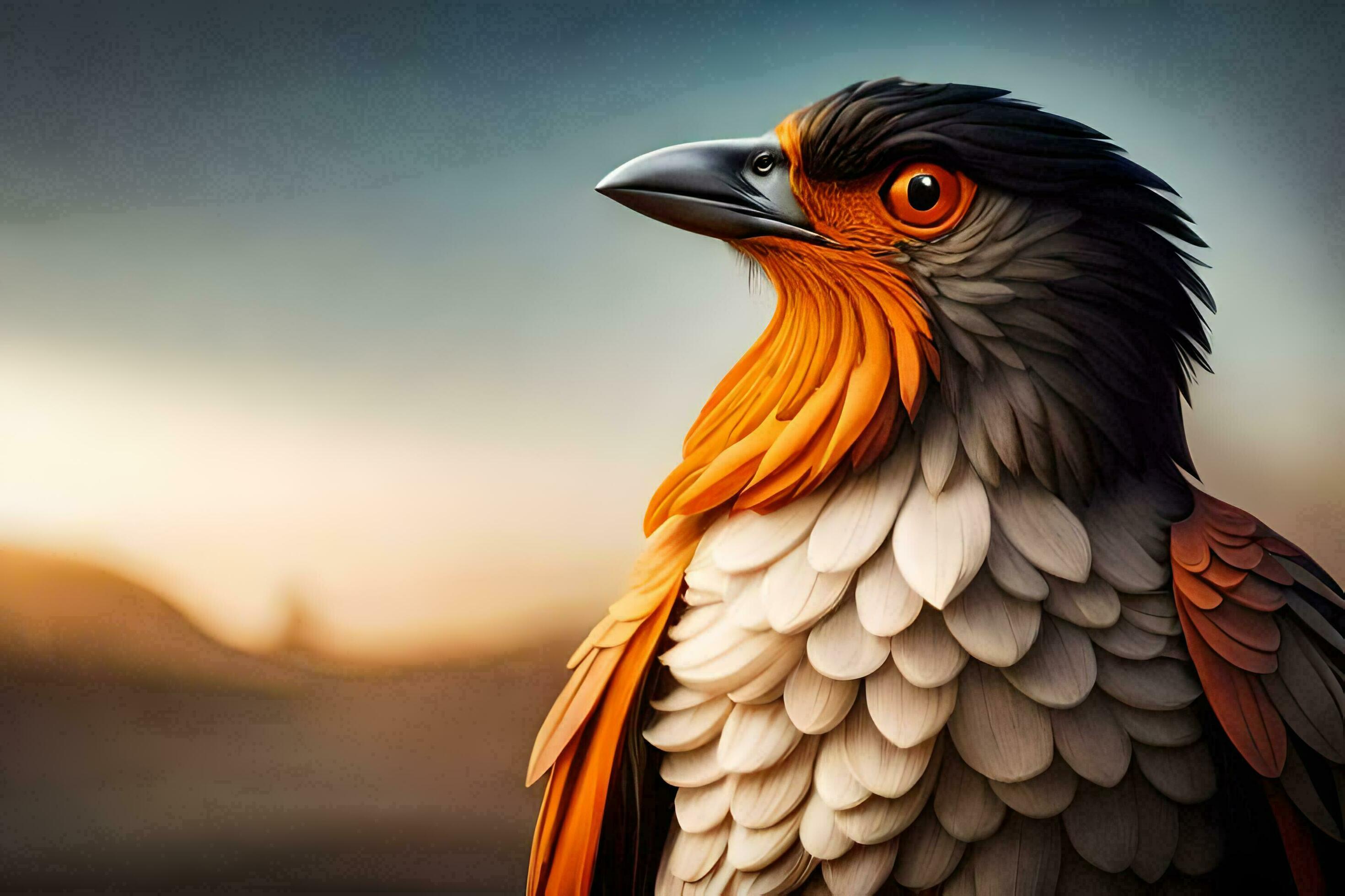 a bird with orange and black feathers. AIGenerated 32252555 Stock