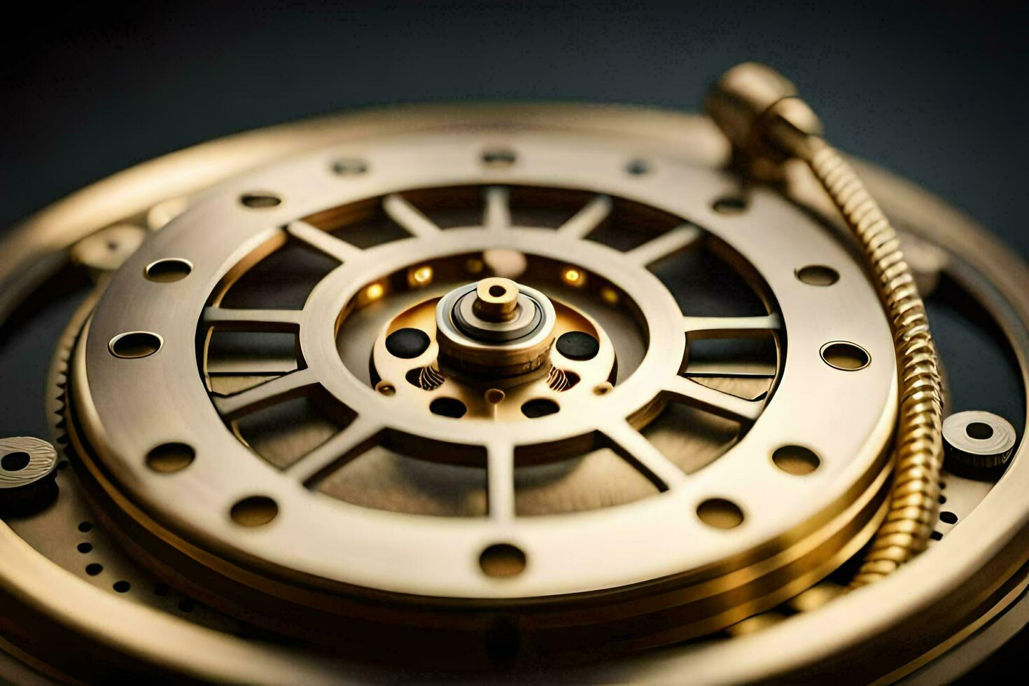 the mechanical movement of a gold watch. AI-Generated photo
