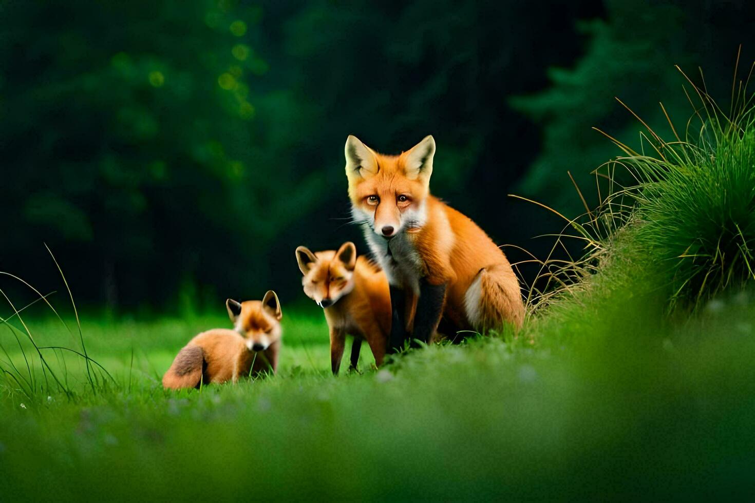 foxes in the forest. AI-Generated photo