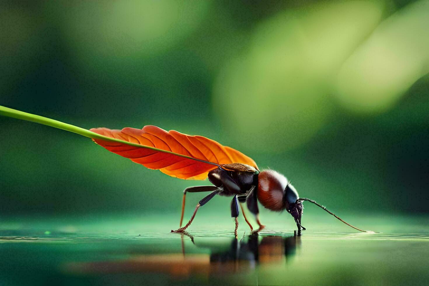 a bug with a leaf on its back. AI-Generated photo