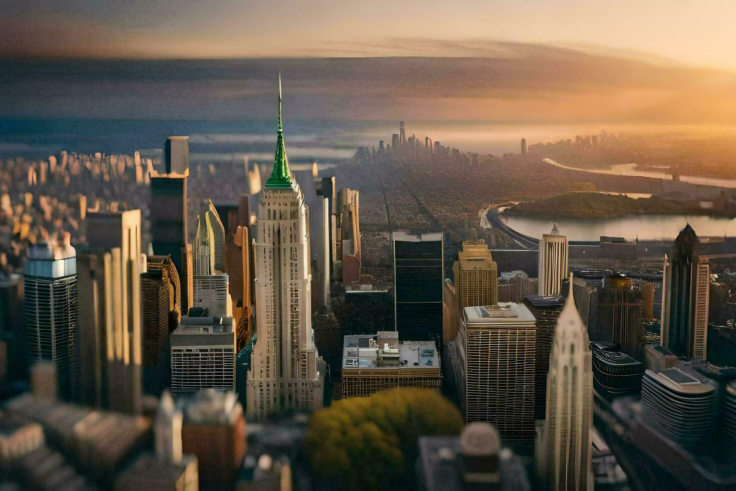 the city skyline is seen from above in this photo. AI-Generated photo