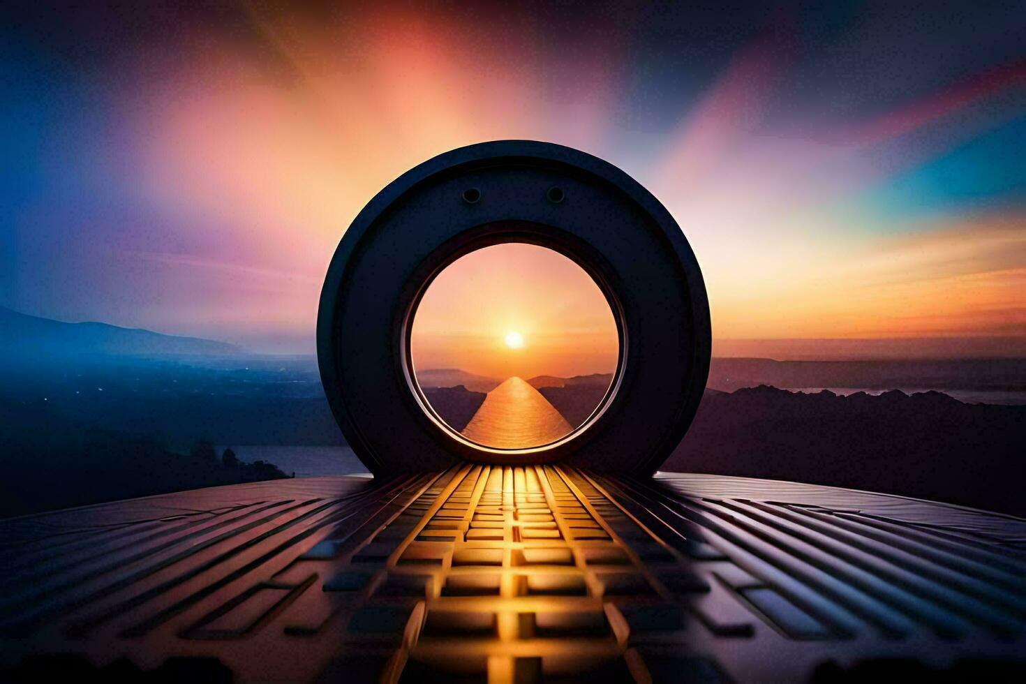 sunrise over the ocean, horizon, landscape, hd wallpaper. AI-Generated photo