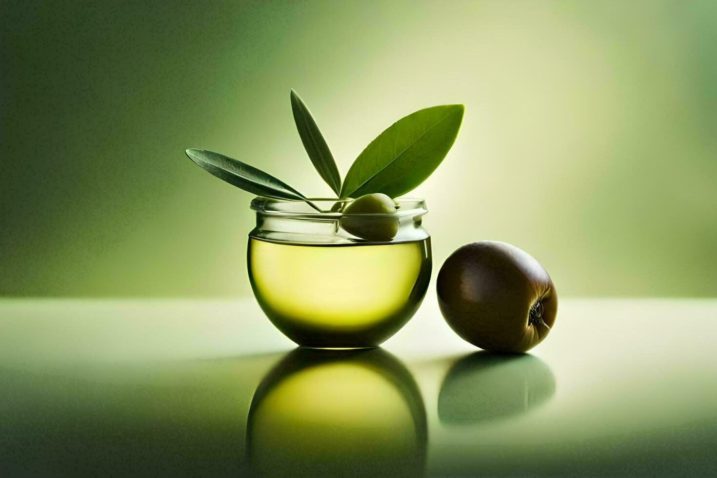 olive oil and olive oil in a glass jar. AI-Generated photo