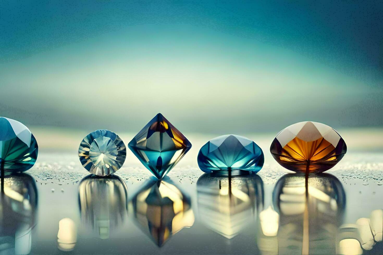 a group of colorful crystal balls on a table. AI-Generated photo