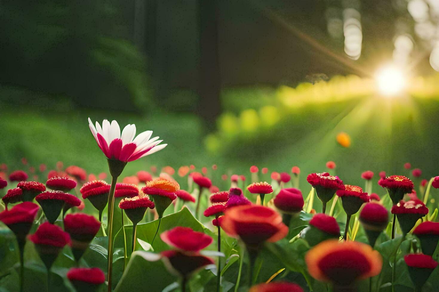 foto fondo de pantalla el sol, flores, el campo, el sol, el campo, el sol,. generado por ai