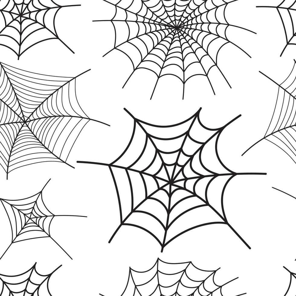 sin costura modelo con araña web. Víspera de Todos los Santos decoración. arañas, horror, temor y Siniestro dibujos animados Arte concepto. vector