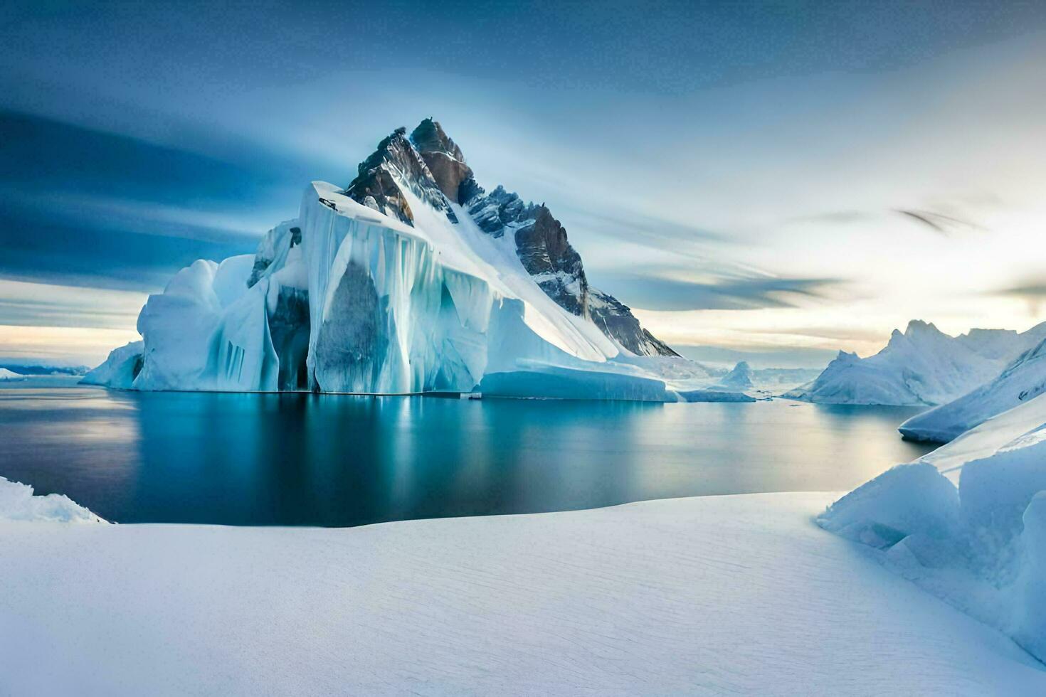 the icebergs in the water are covered in snow. AI-Generated photo