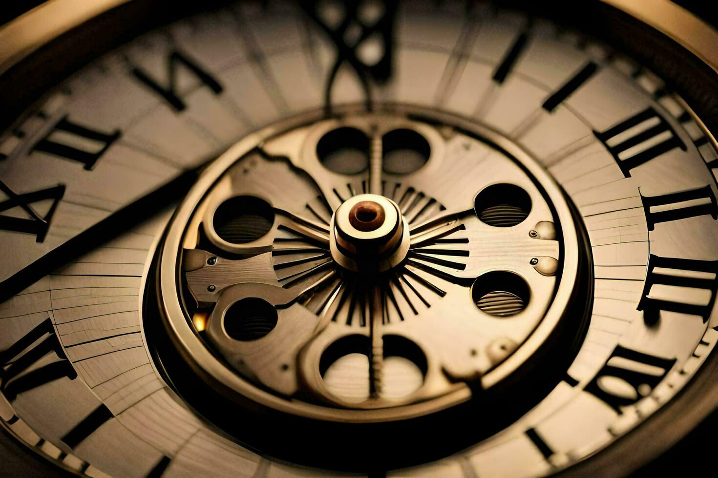 close up of a clock face with roman numerals. AI-Generated photo