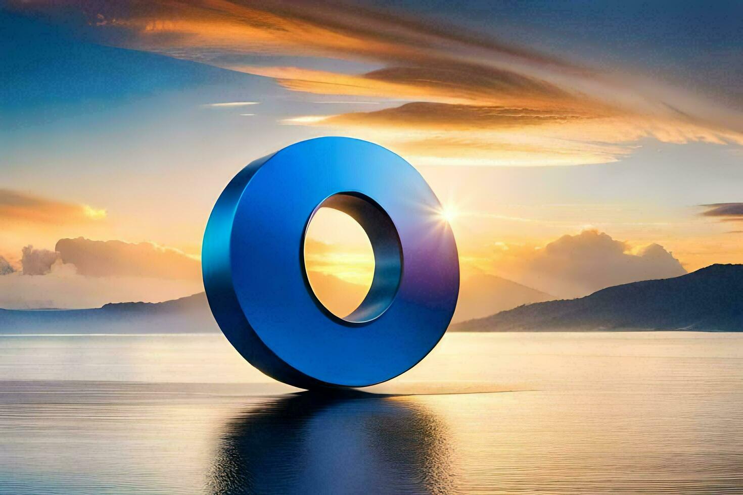 the logo of o2 is shown in the middle of the ocean. AI-Generated photo