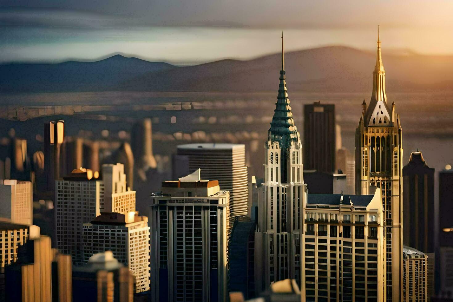 the city skyline is shown in this photo. AI-Generated photo