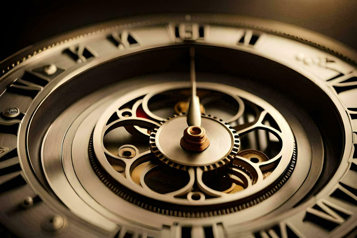 close up of a clock face with roman numerals. AI-Generated photo