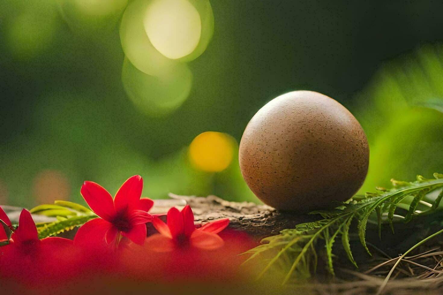 photo wallpaper the grass, flowers, eggs, spring, the egg, the spring, the egg. AI-Generated