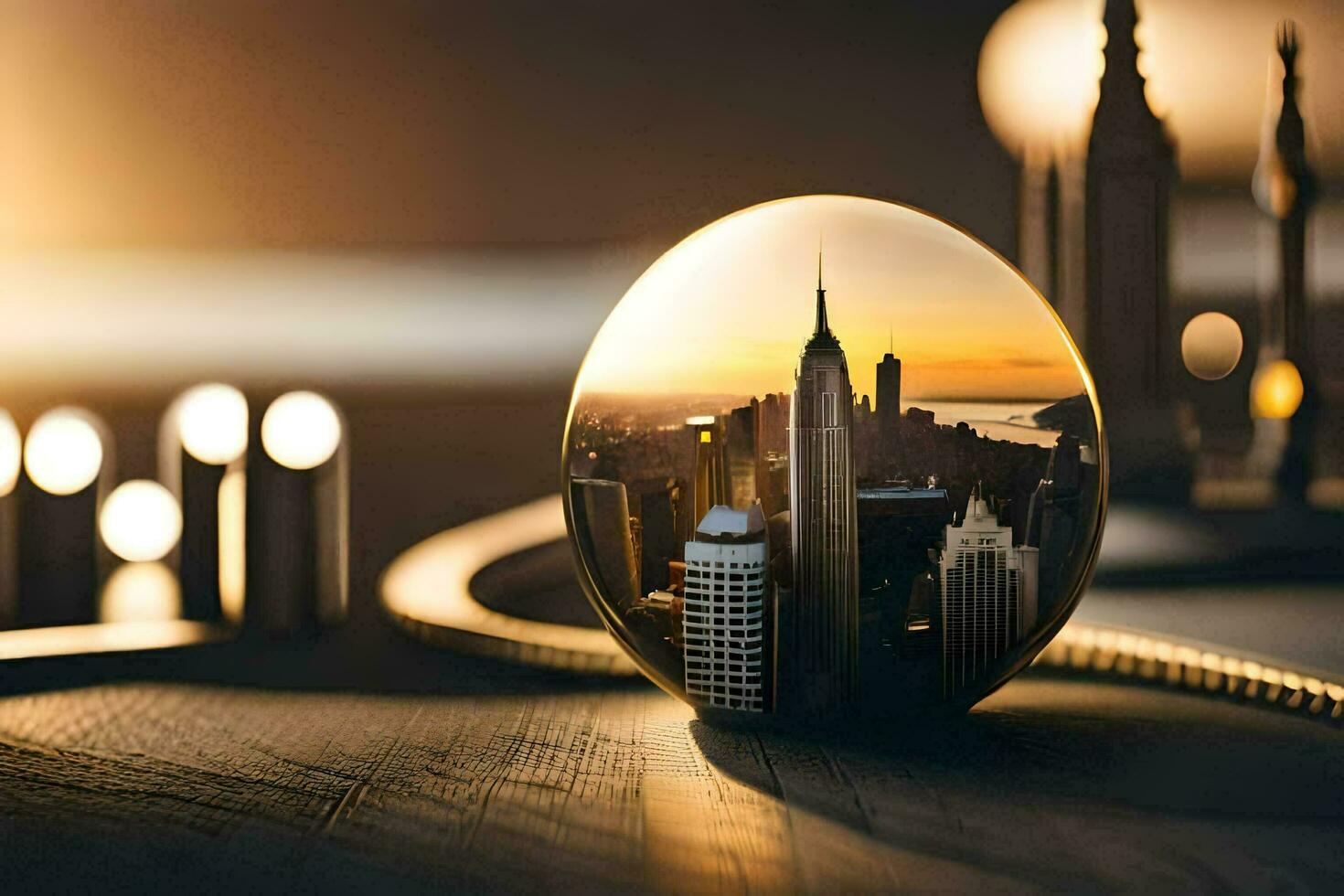 a city in a glass ball. AI-Generated photo