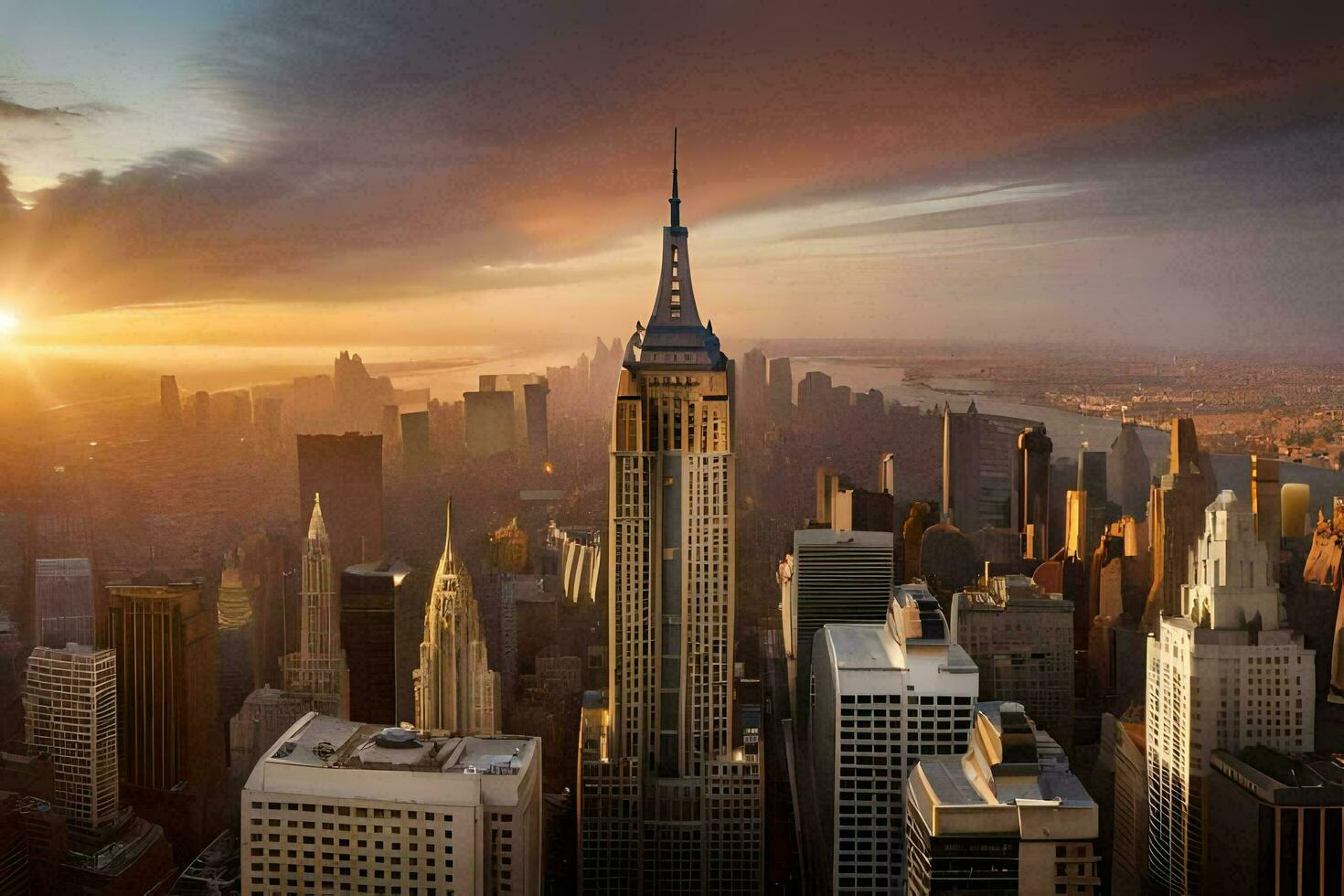 the empire state building is seen in the background. AI-Generated photo