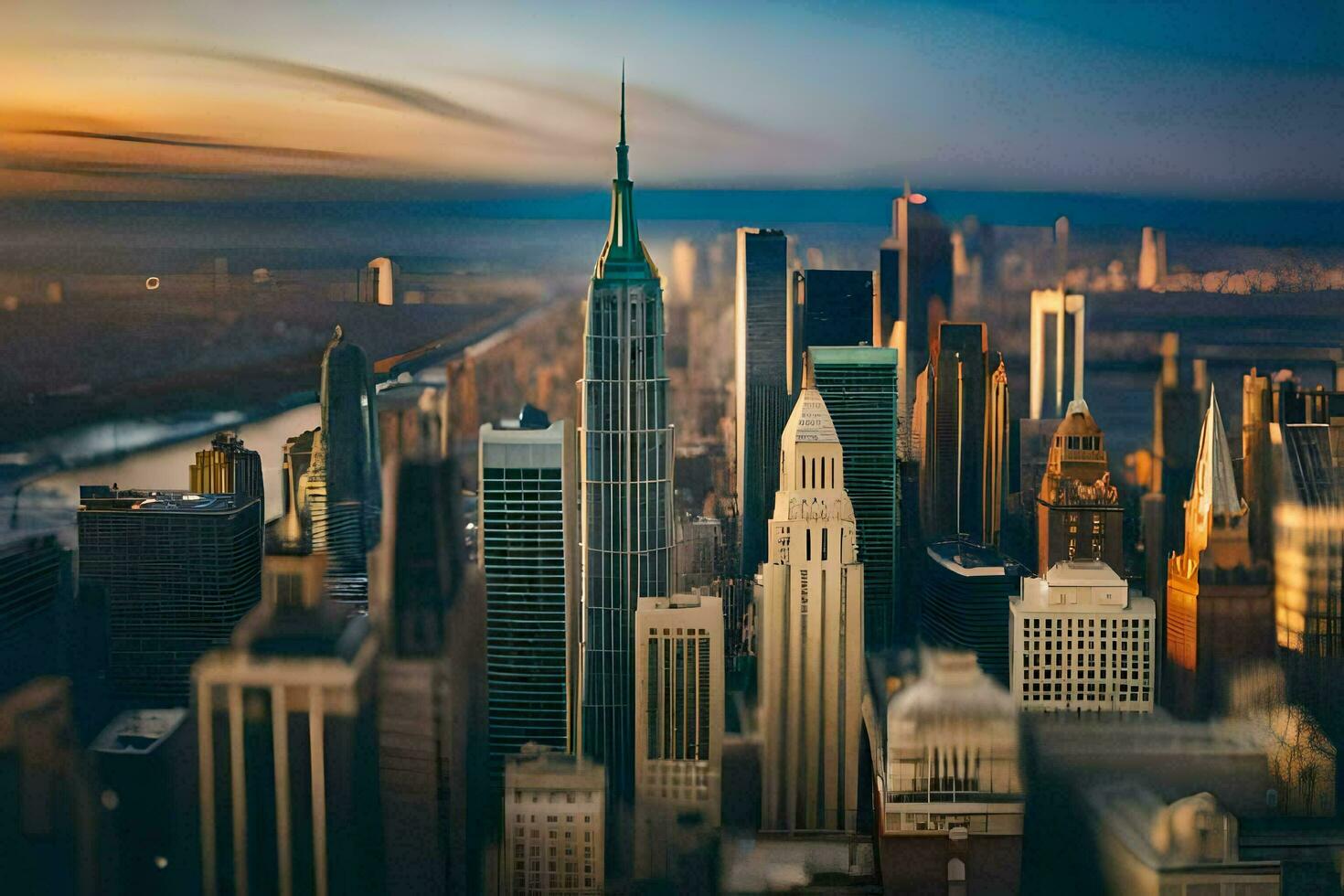 the city skyline is seen from above in this photo. AI-Generated photo