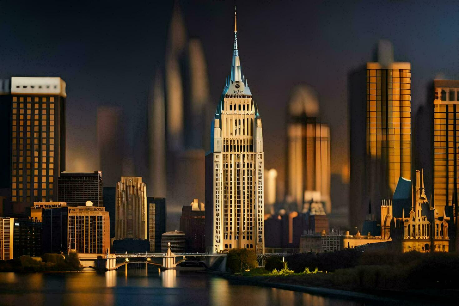 photo wallpaper the city, night, the empire state building, the city, the empire state building. AI-Generated