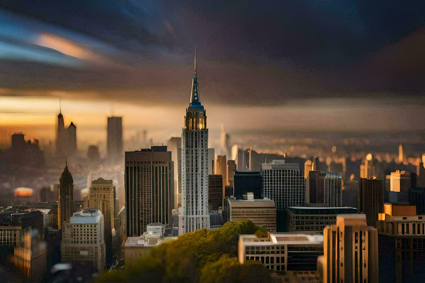 the empire state building is seen in the background. AI-Generated photo