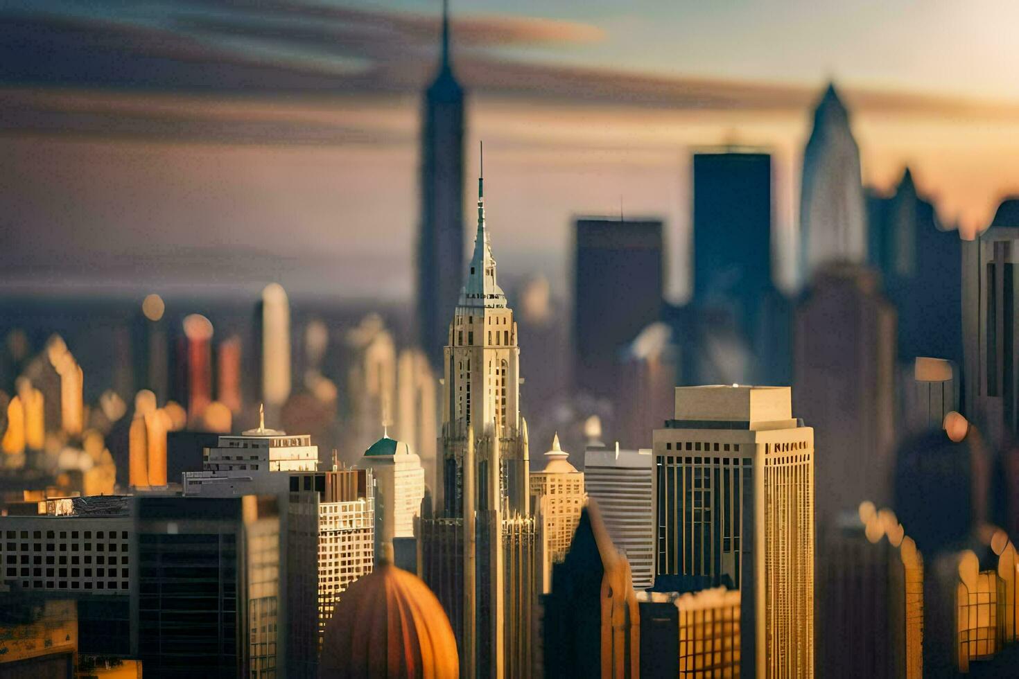 the city skyline is shown in this photo. AI-Generated photo