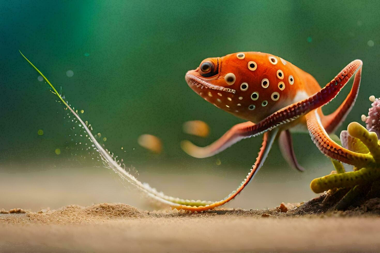an octopus is swimming in the ocean. AI-Generated photo