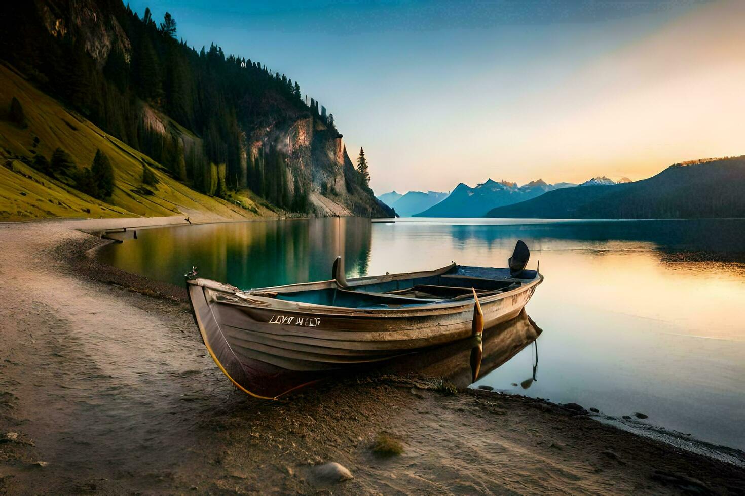 the boat on the lake. AI-Generated photo