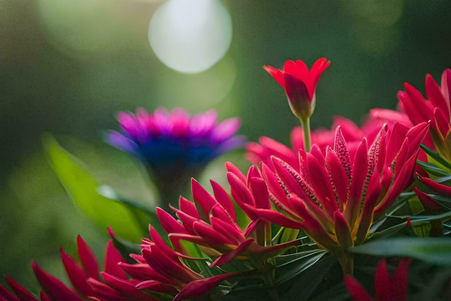 rojo flores en el jardín. generado por ai foto