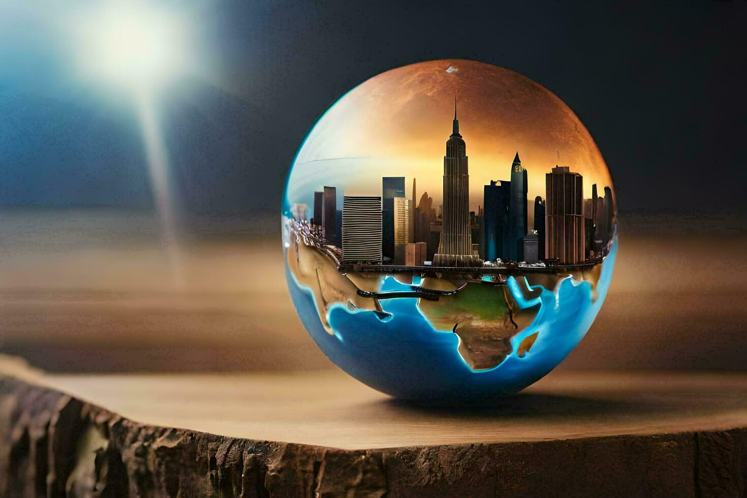 a globe with a city in it. AI-Generated photo