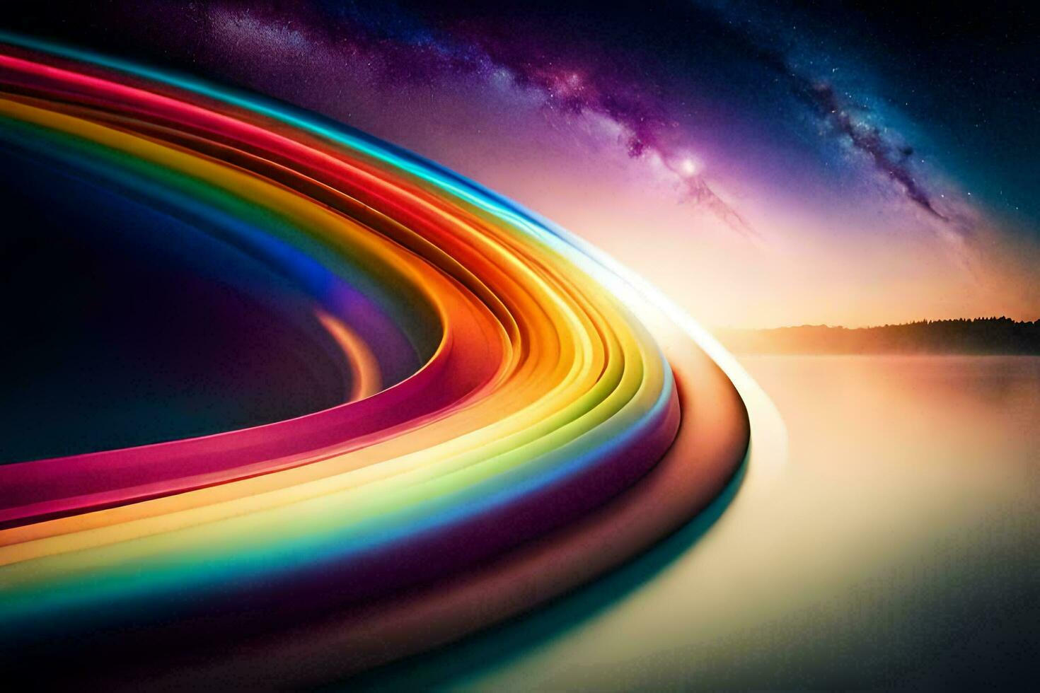 a rainbow colored wave in the sky. AI-Generated photo