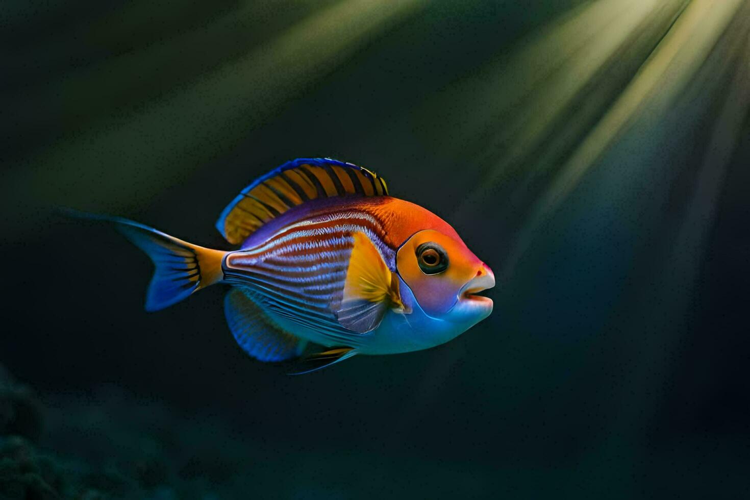 a fish with bright colors in the ocean. AI-Generated photo