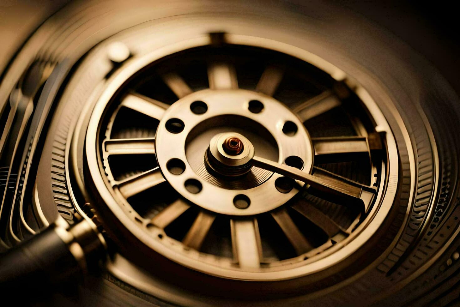 close up of a gold watch wheel. AI-Generated photo