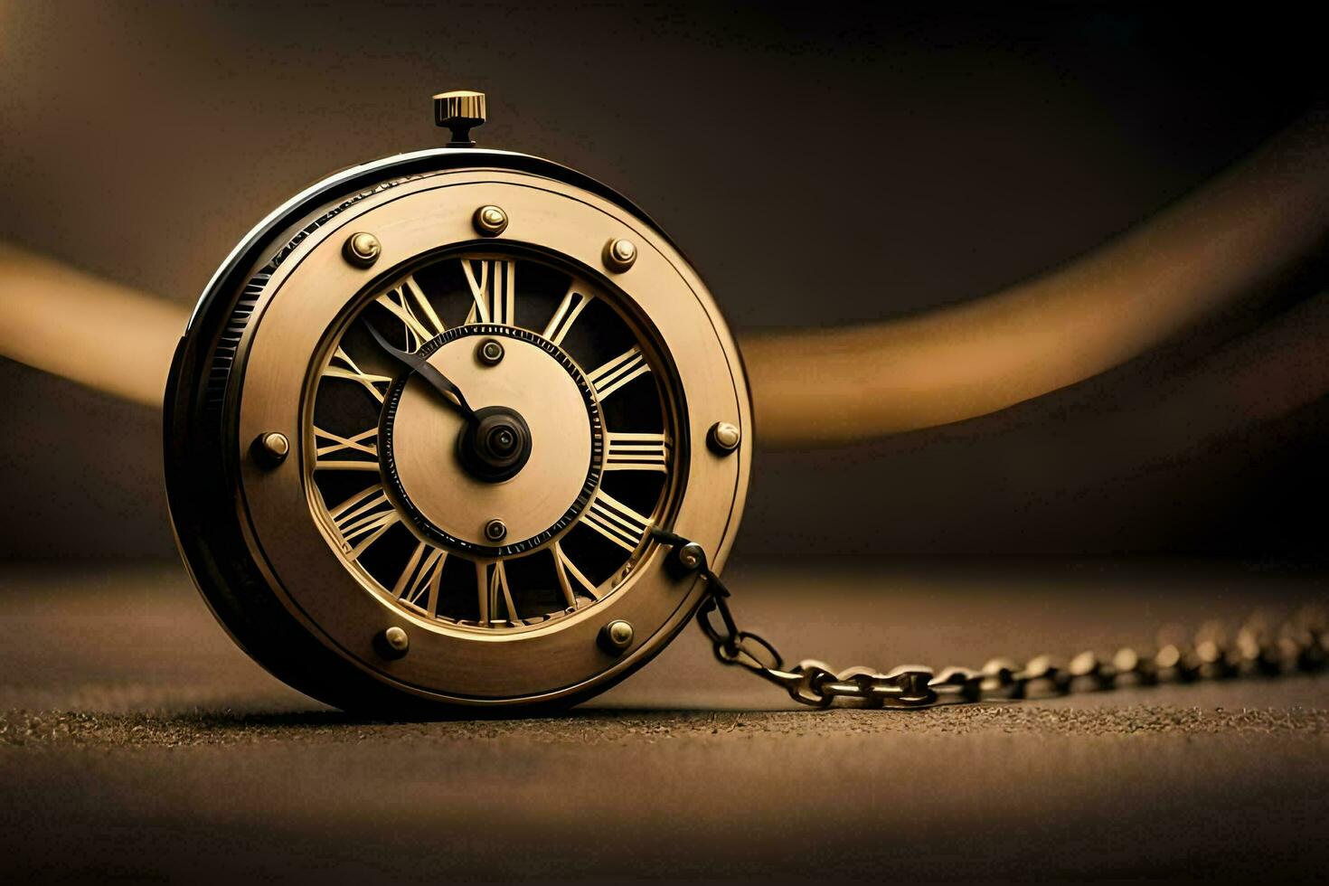 a pocket watch with roman numerals on the face. AI-Generated photo