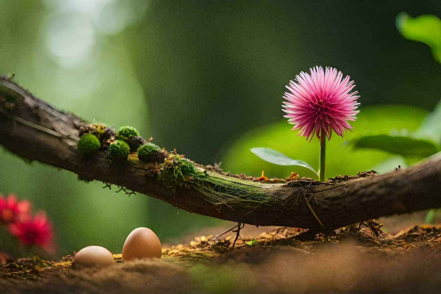 photo wallpaper the flower, the tree, the branch, the flower, the egg, the flower. AI-Generated