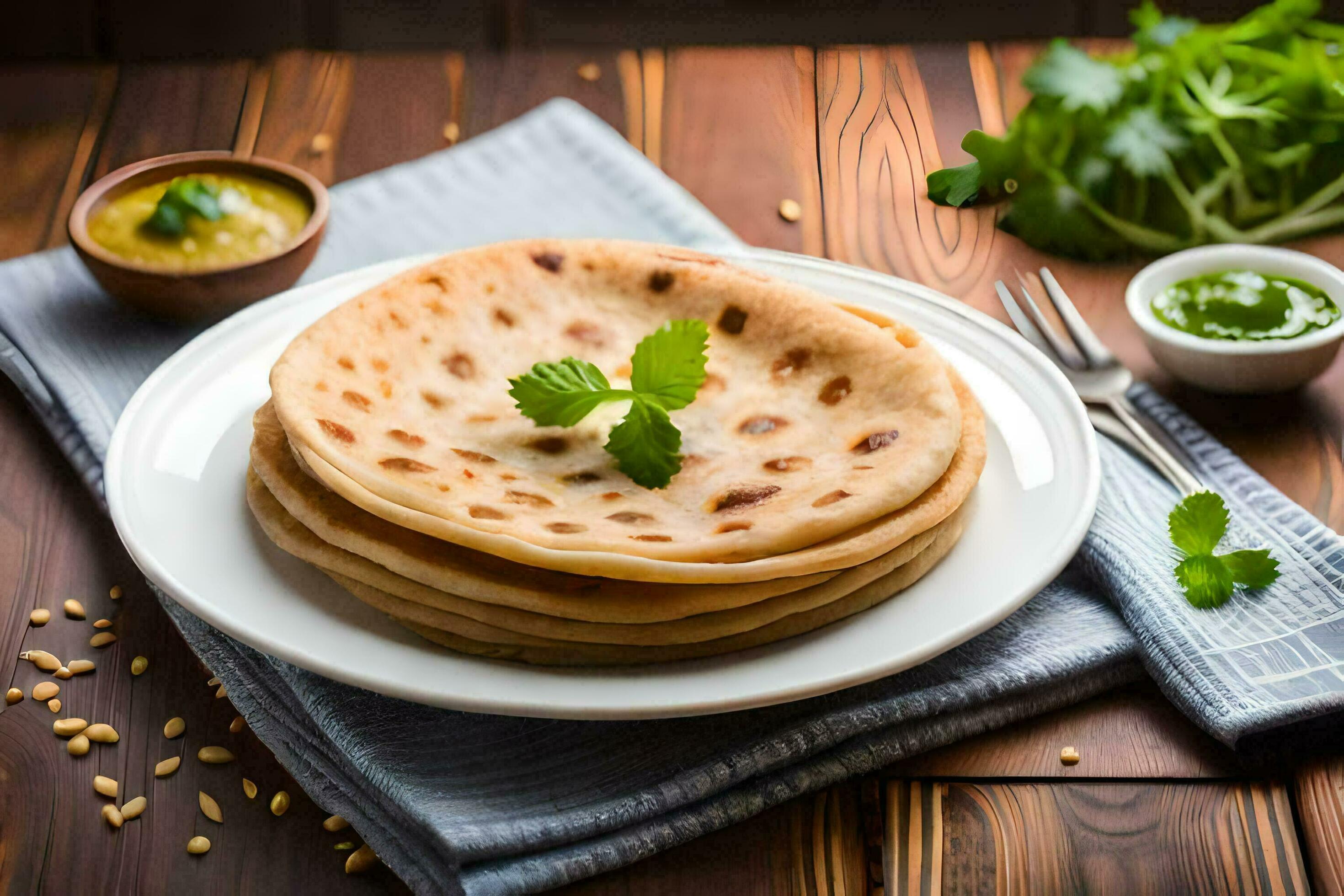 indian flatbreads on a plate. AIGenerated 32260413 Stock Photo at Vecteezy