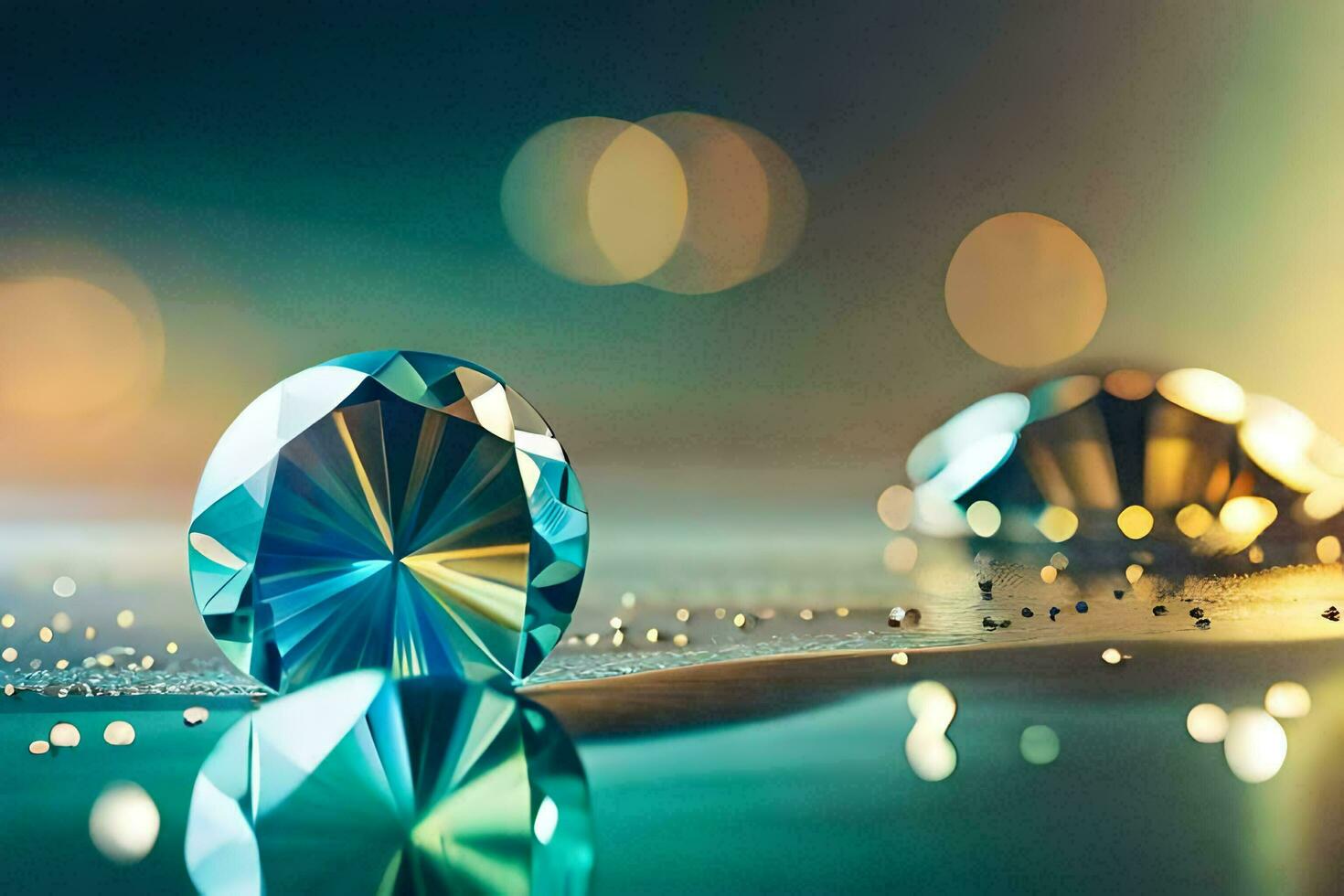 a diamond is shown on a table with a light shining on it. AI-Generated photo