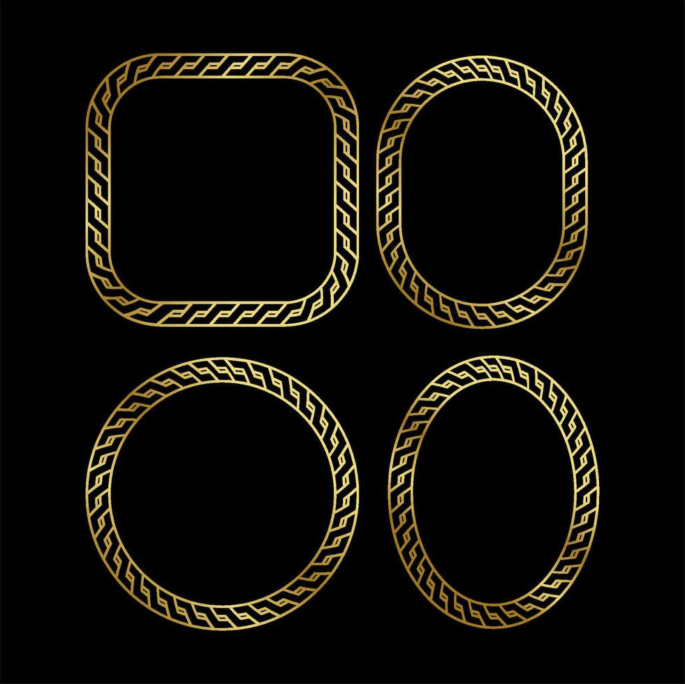 Frame Gold Ornament Shield Set vector